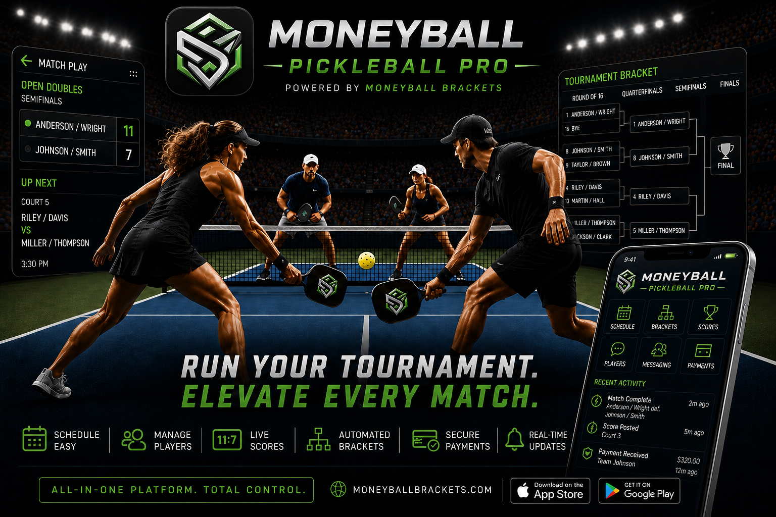 Moneyball Pickleball Pro — Run Your Tournament. Elevate Every Match.